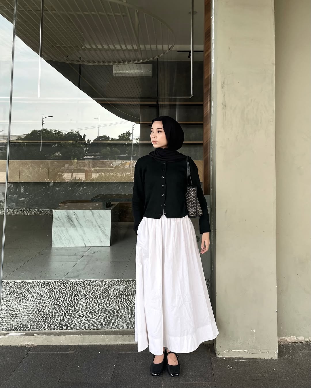 Chic Midi Skirt Style with Cardigan