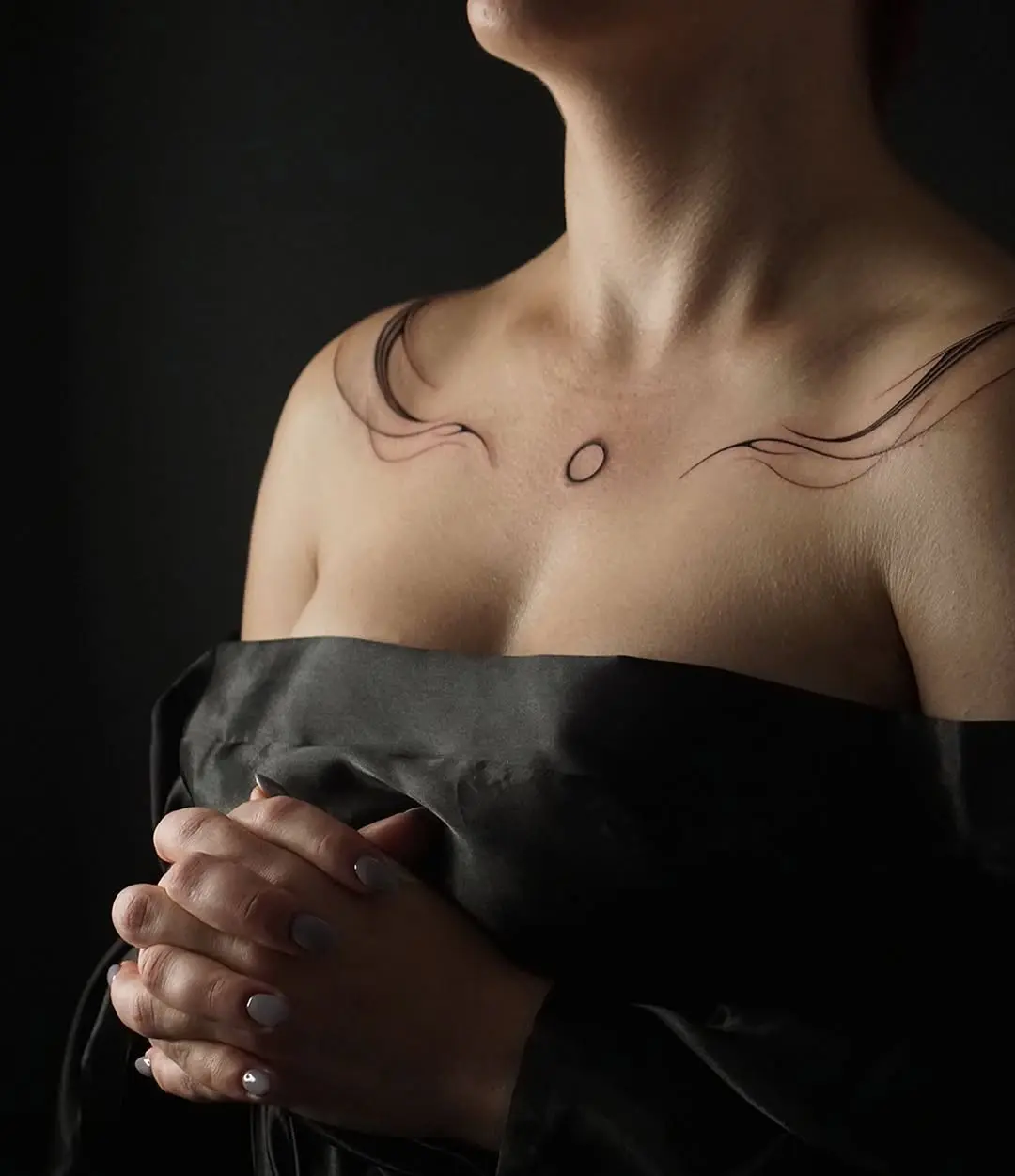 Elegant minimalist chest tattoo design concept