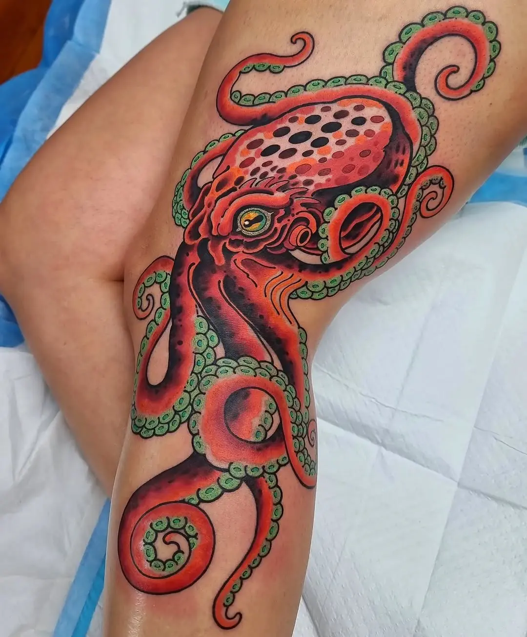 Vibrant octopus tattoo showcasing artistic details