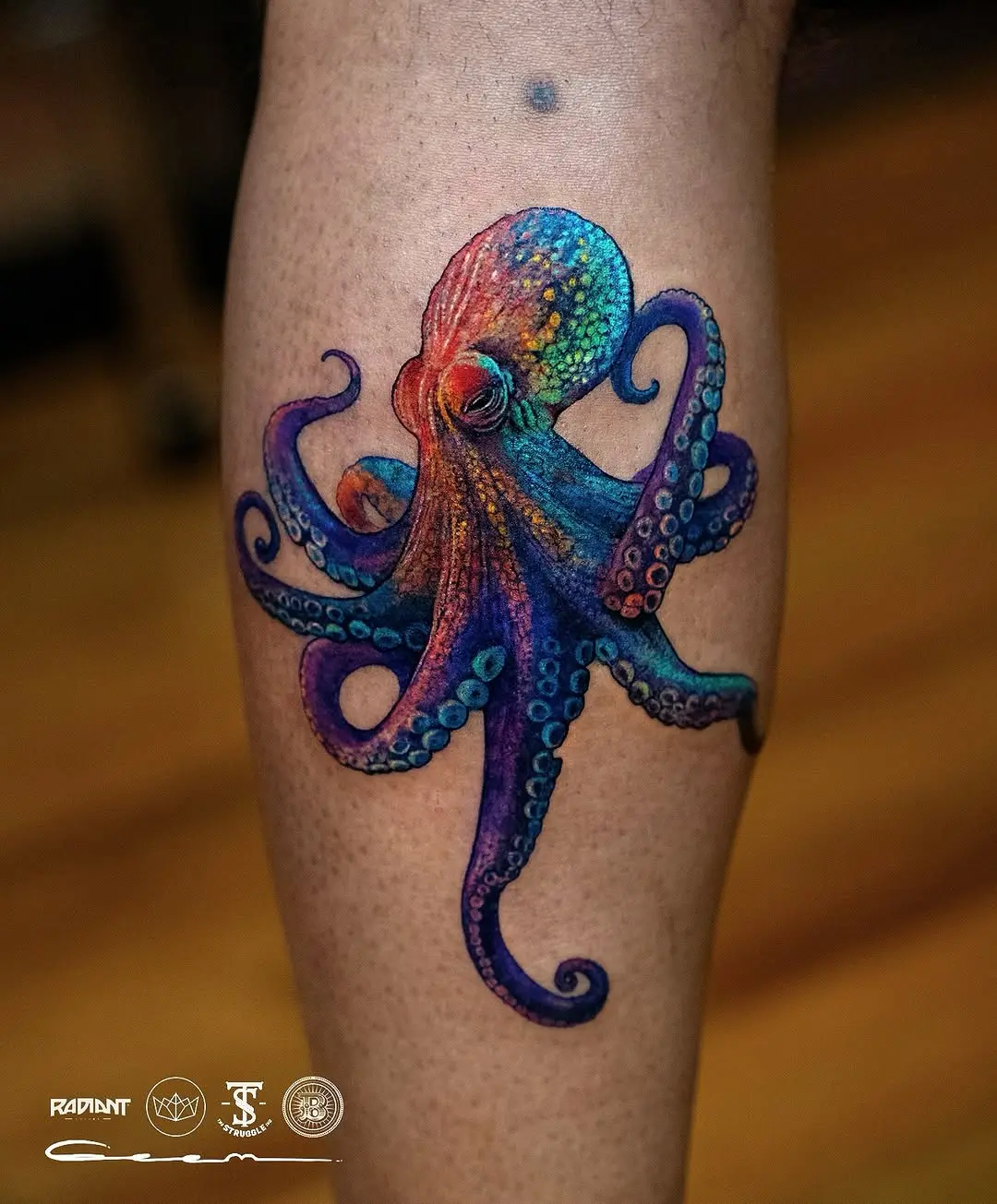 Vibrant Octopus Tattoo with Intricate Details