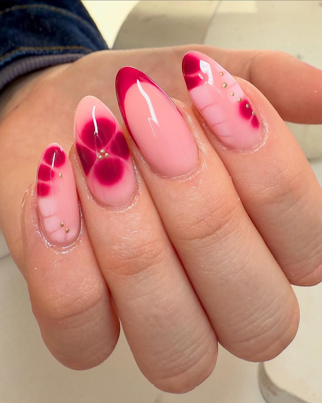 Vibrant Pink Floral Nail Art Design