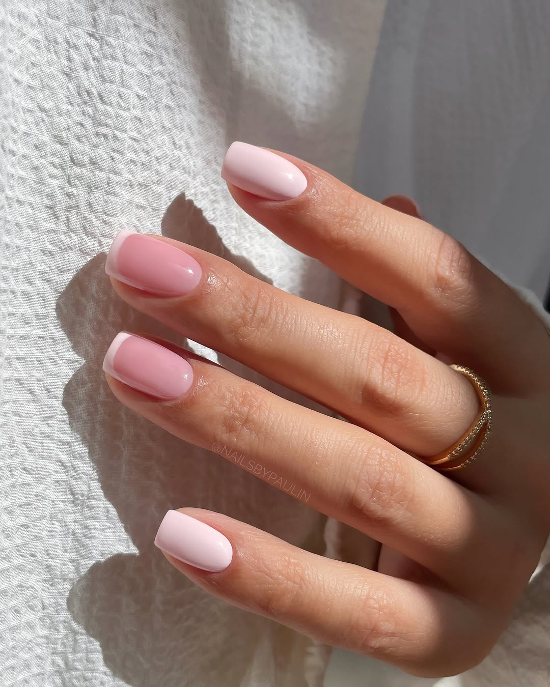 Glossy Pink French Tip Nail Design