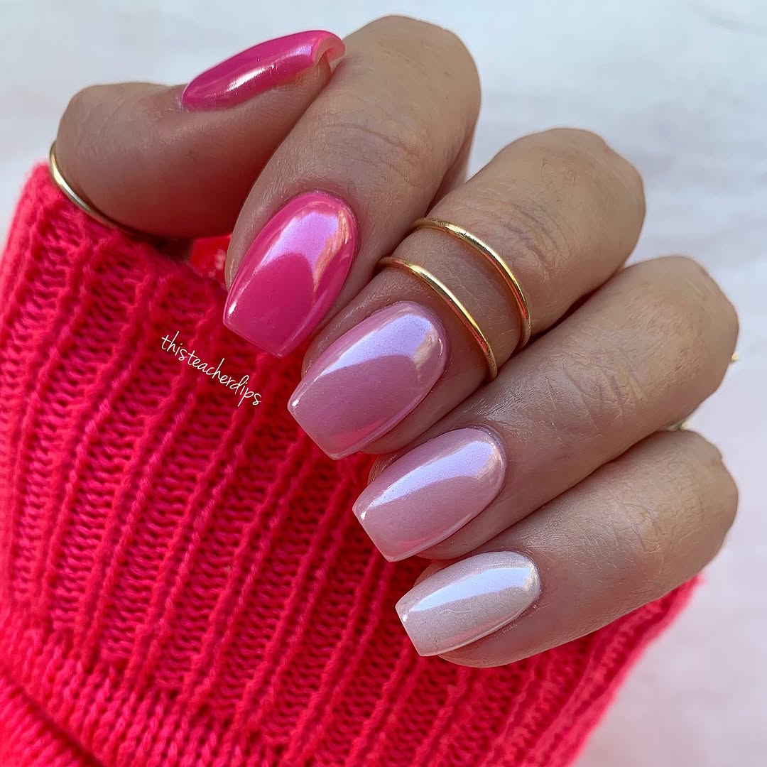 Stylish pink nails with playful contrasts