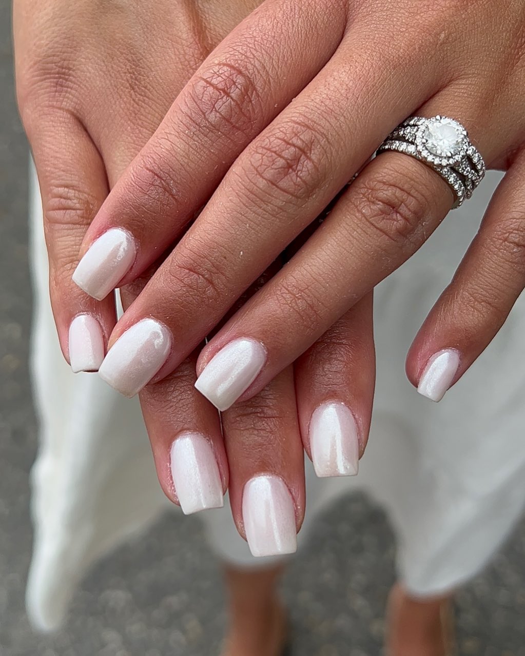 Stylish white nail design exuding elegance
