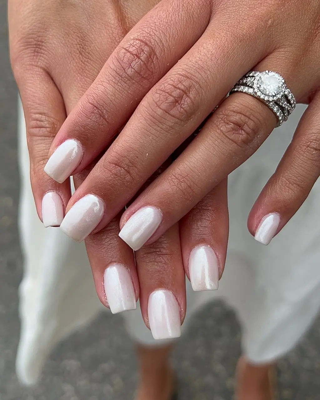 Stylish white nail design exuding elegance