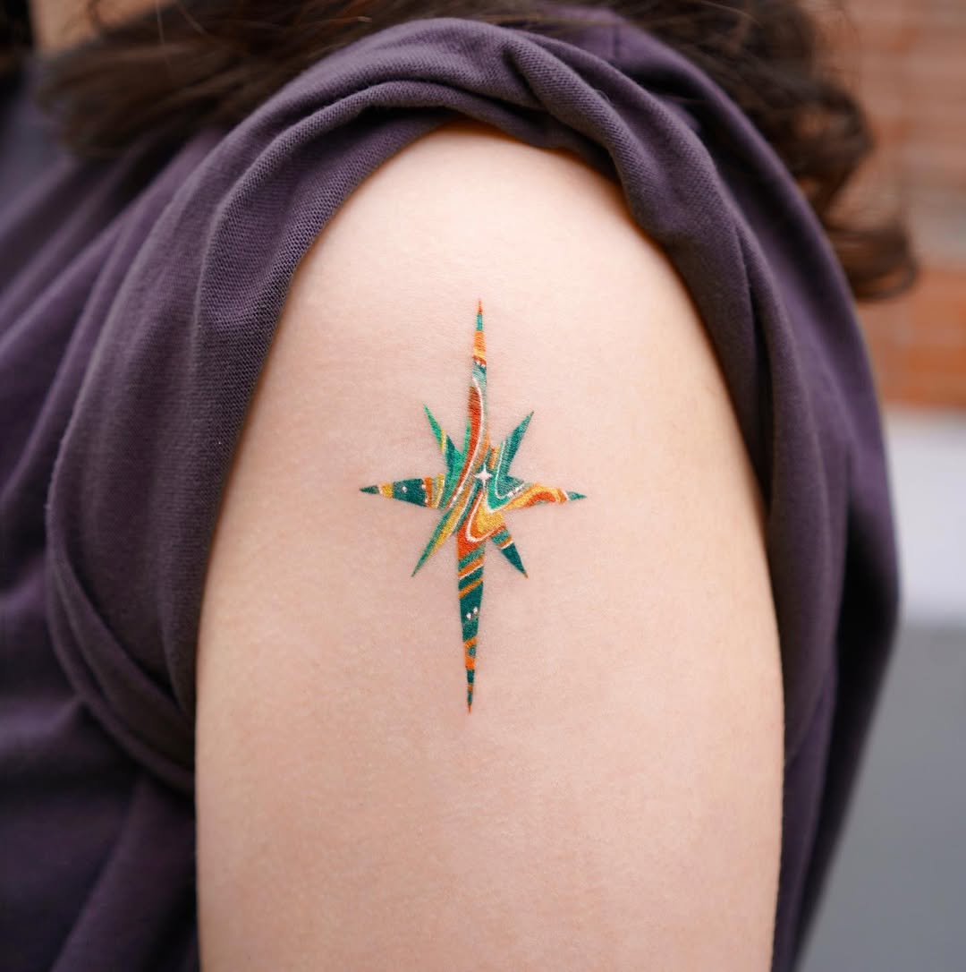 Stylish colorful star design on shoulder