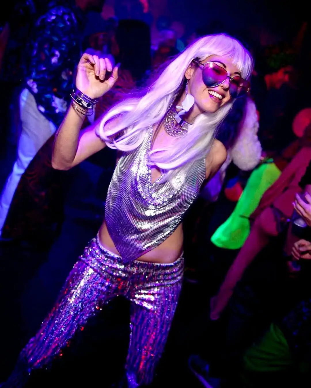 Shimmering disco vibes in vibrant dance attire