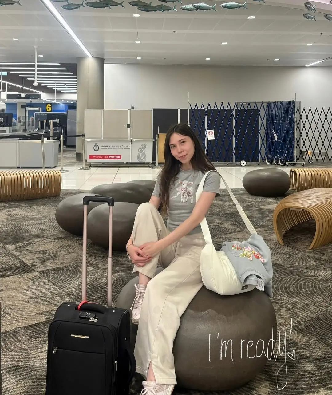 Chic and comfy airport style for travel.