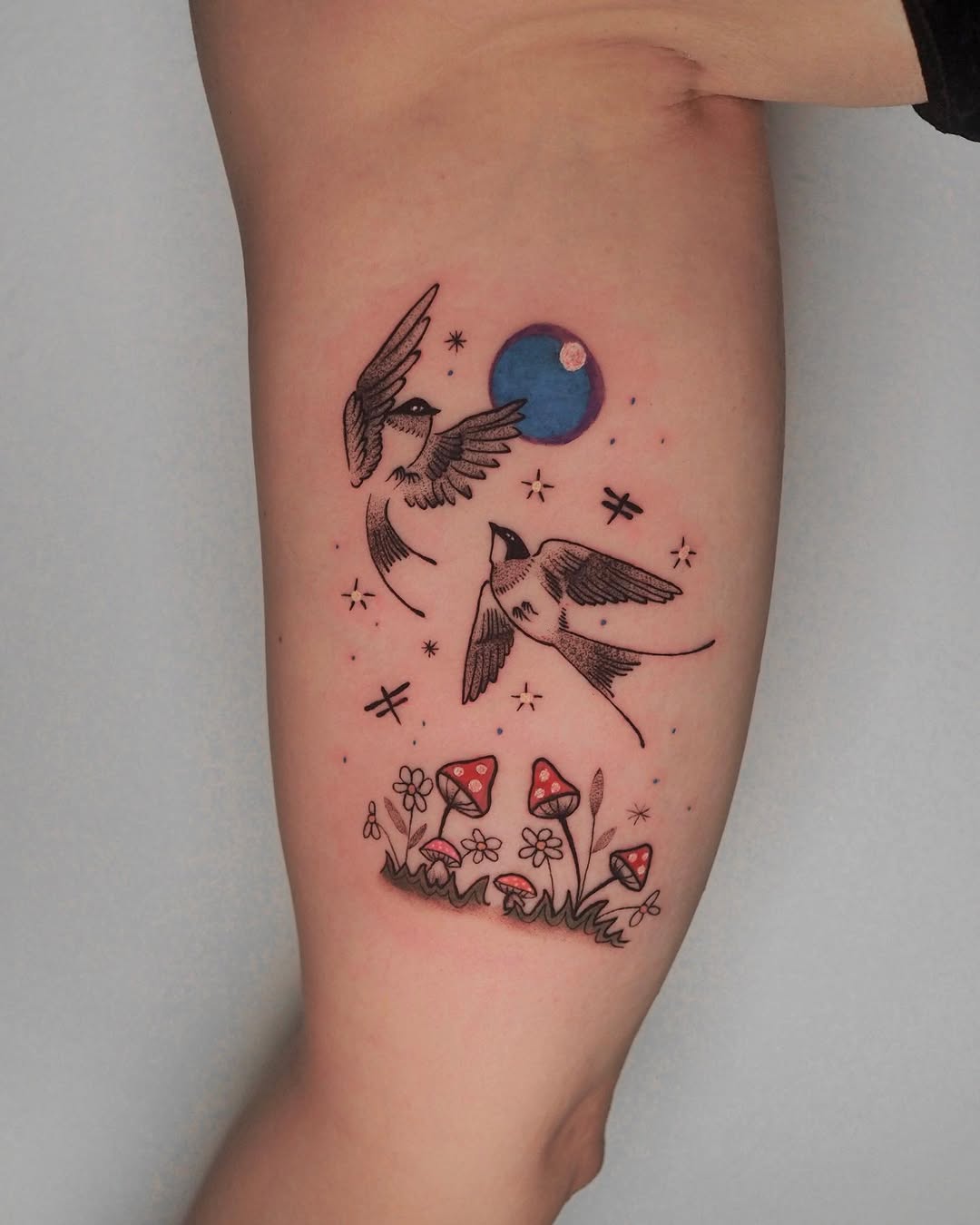 Charming swallow tattoos with vibrant details