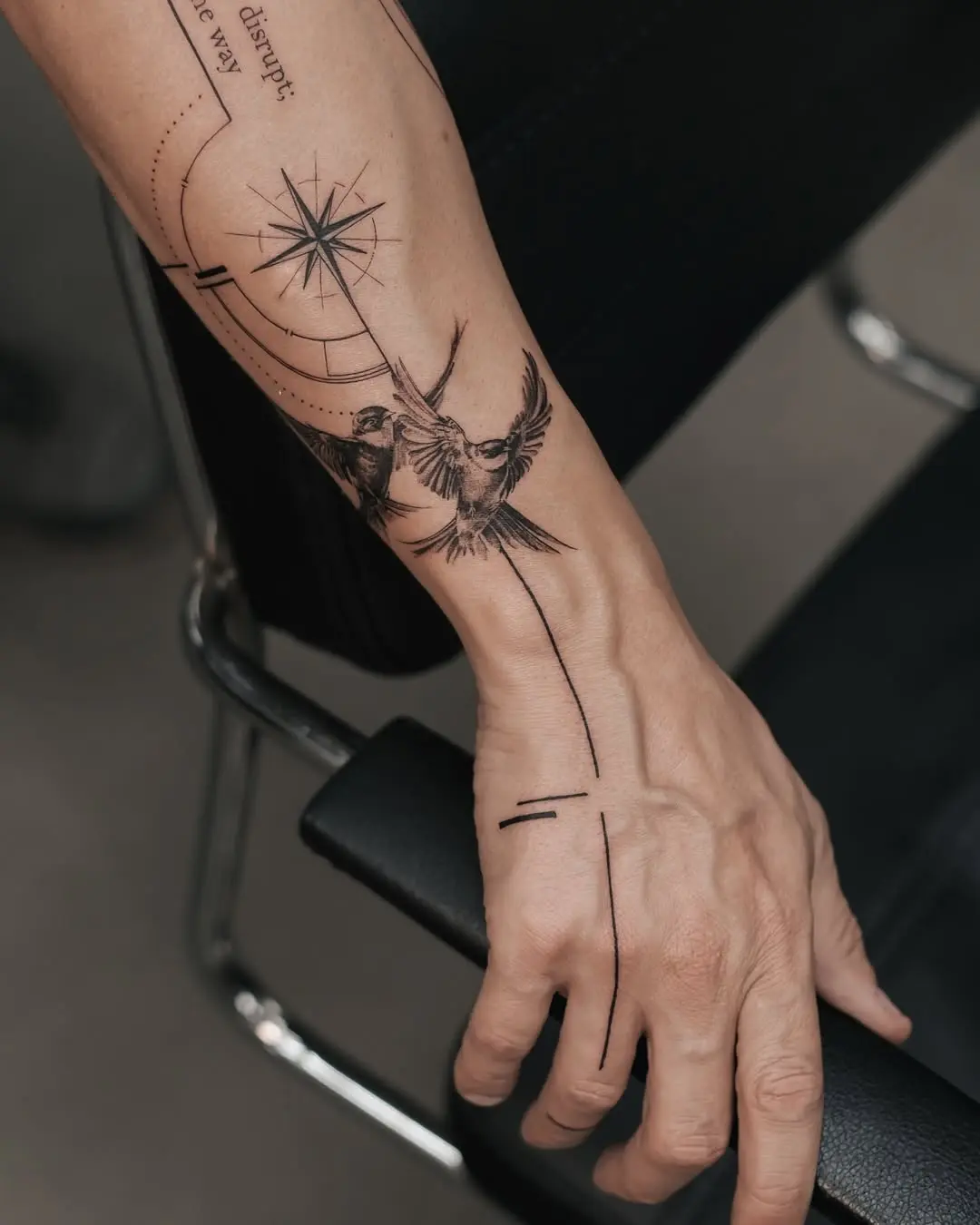 Swallows symbolize freedom and guidance in tattoos.