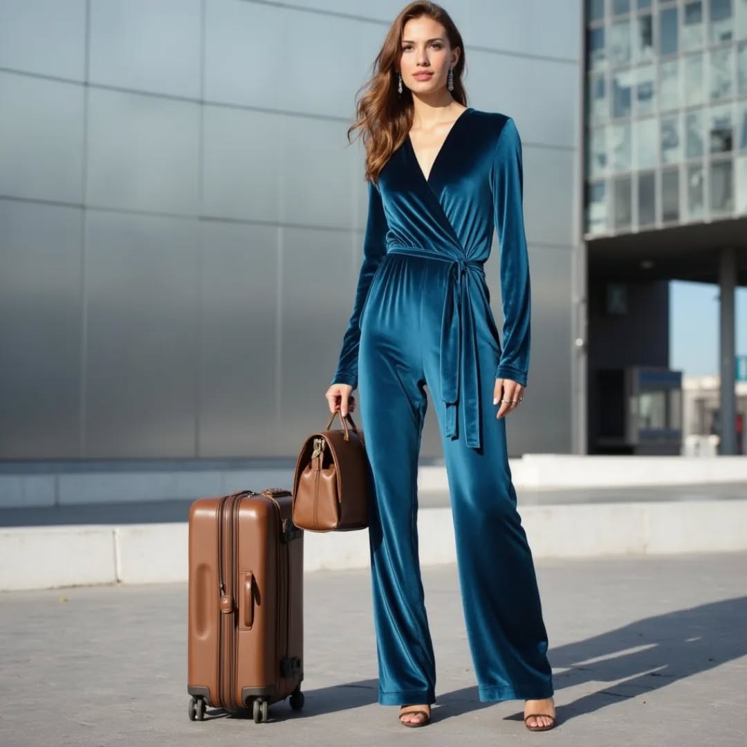 Chic Velvet Jumpsuit Perfect for Travel