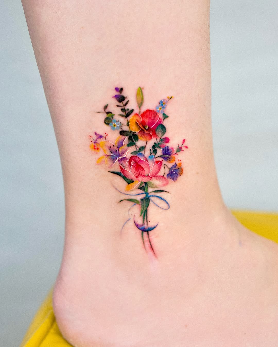 Colorful Floral Tattoo for a Natural Vibe