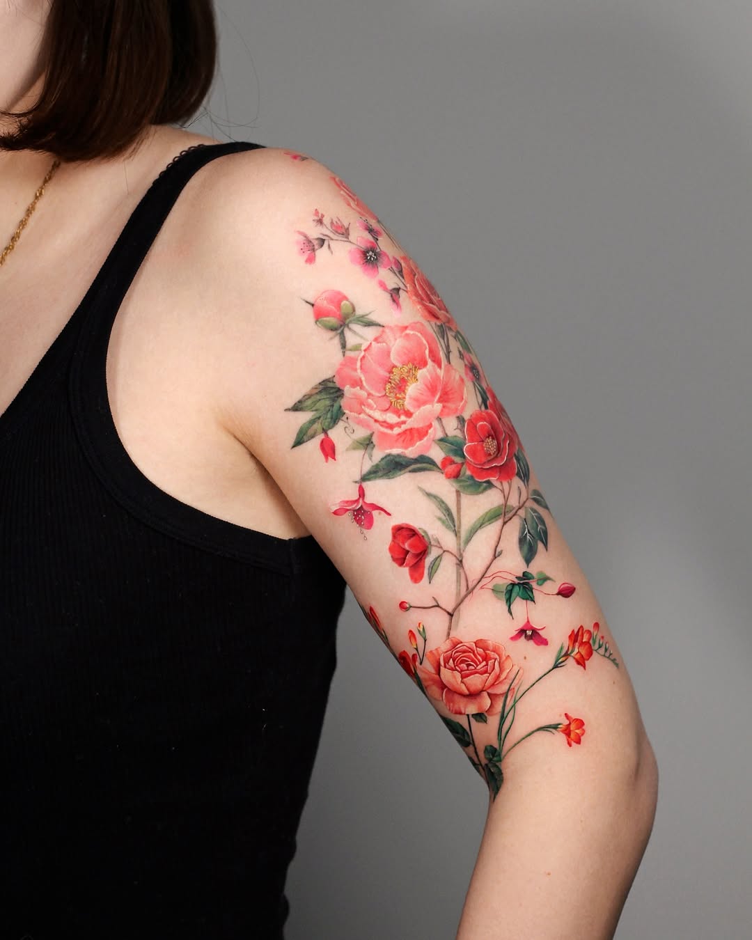 Stunning floral tattoo for a vibrant arm art