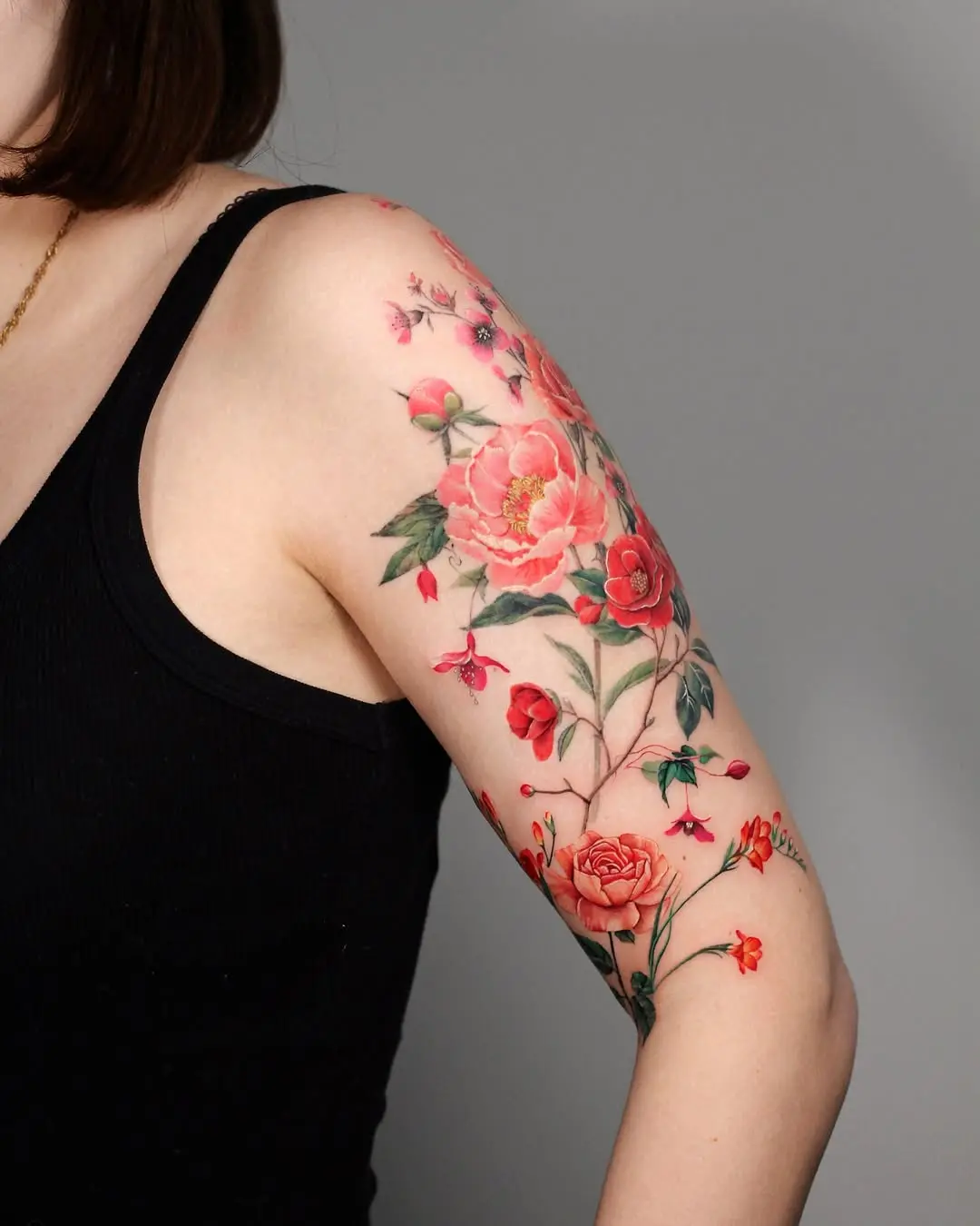 Stunning floral tattoo for a vibrant arm art
