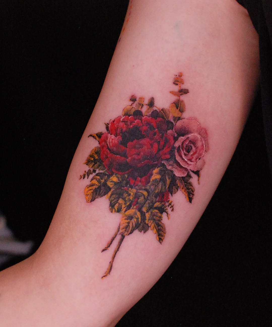 Stunning flower tattoo with bold colors and details