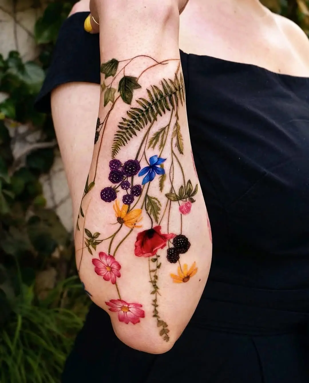 A colorful blend of nature on skin