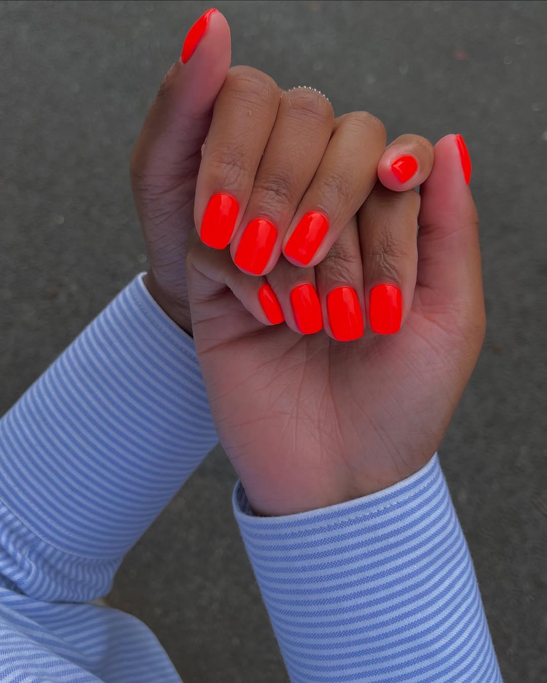 Vivid Orange Nails with Glossy Finish