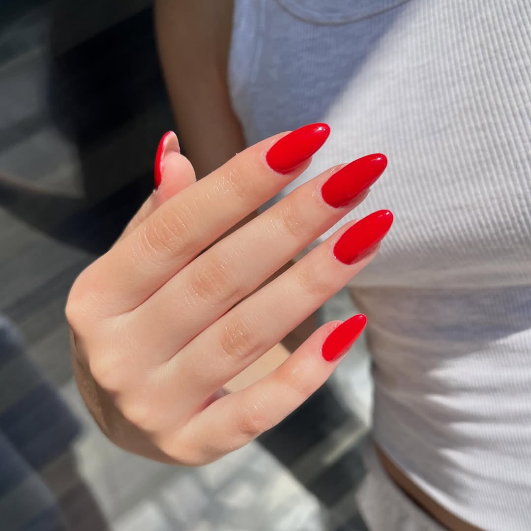 Sleek and vibrant red nail design