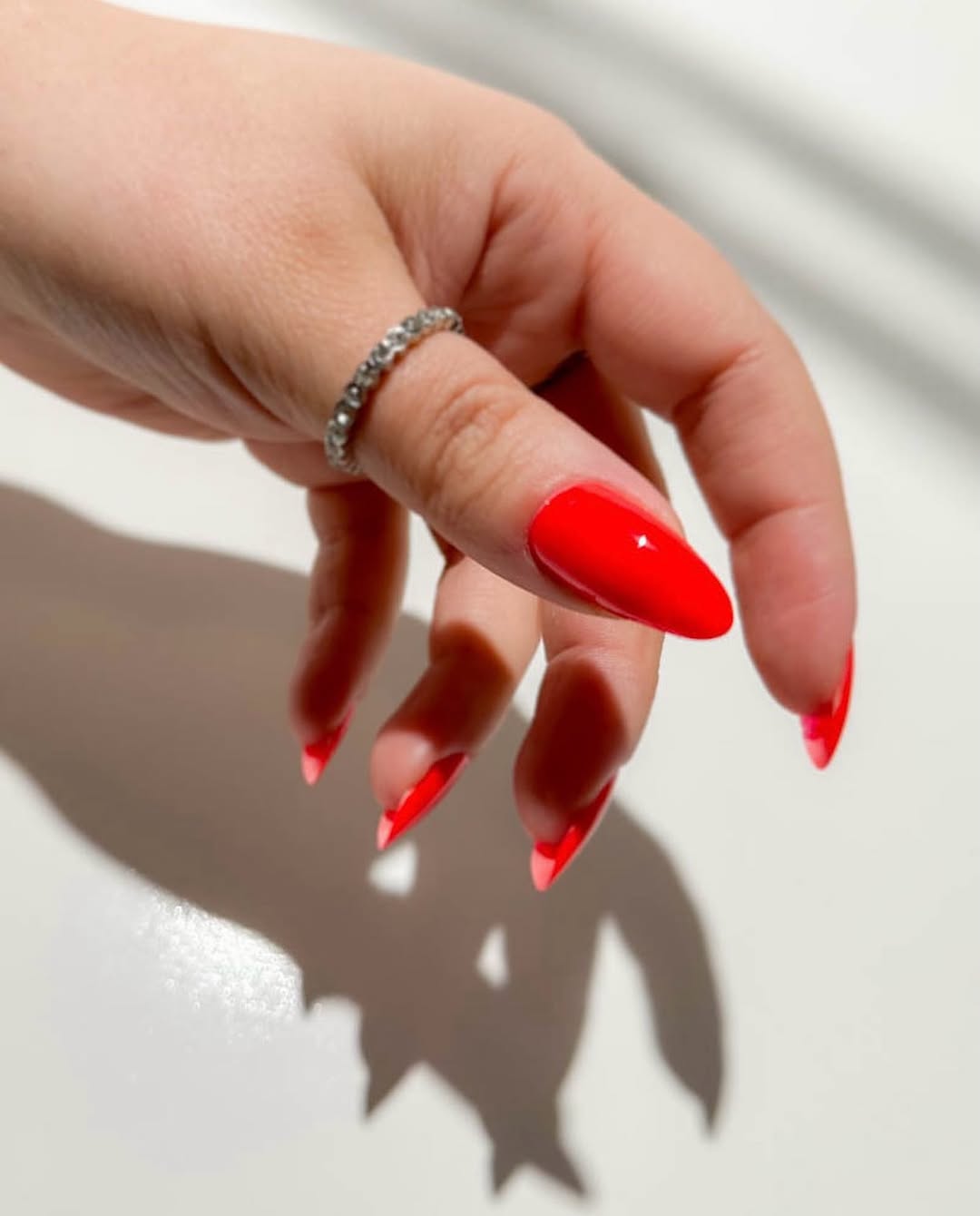 Bold Red Nails with Elegant Shape