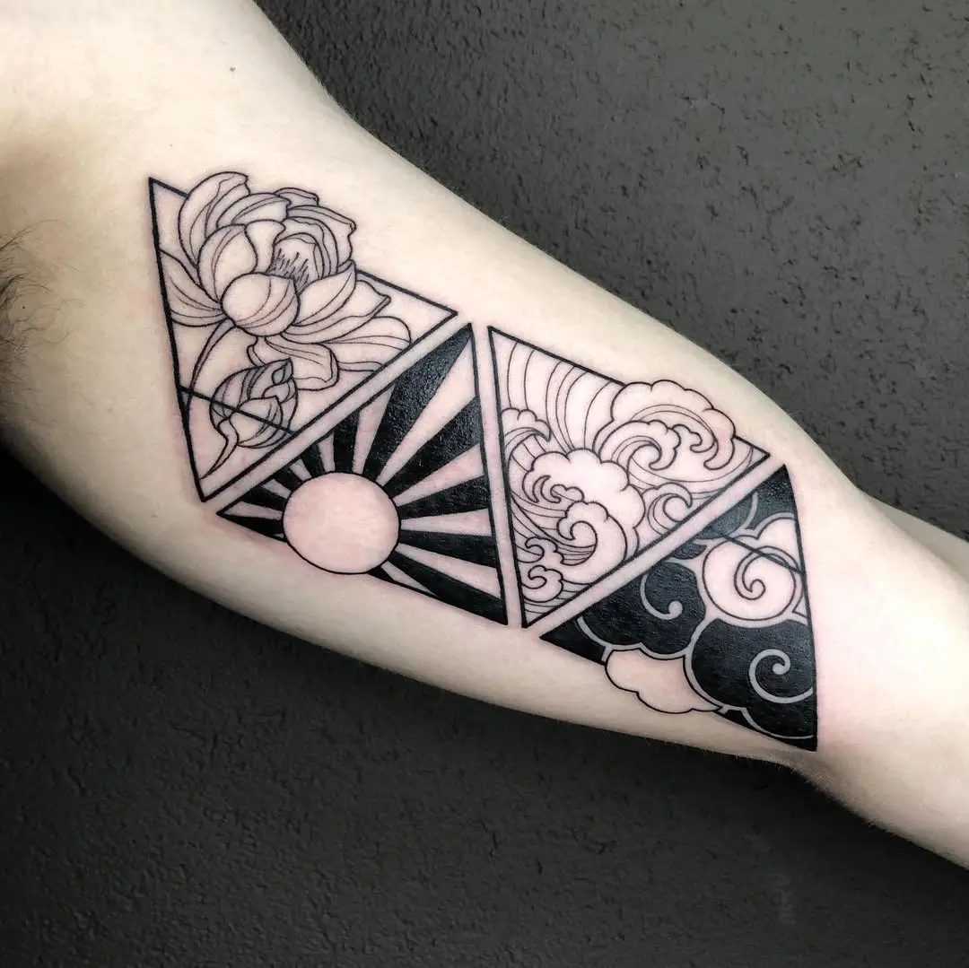 Intricate triangular witchy tattoo design inspiration