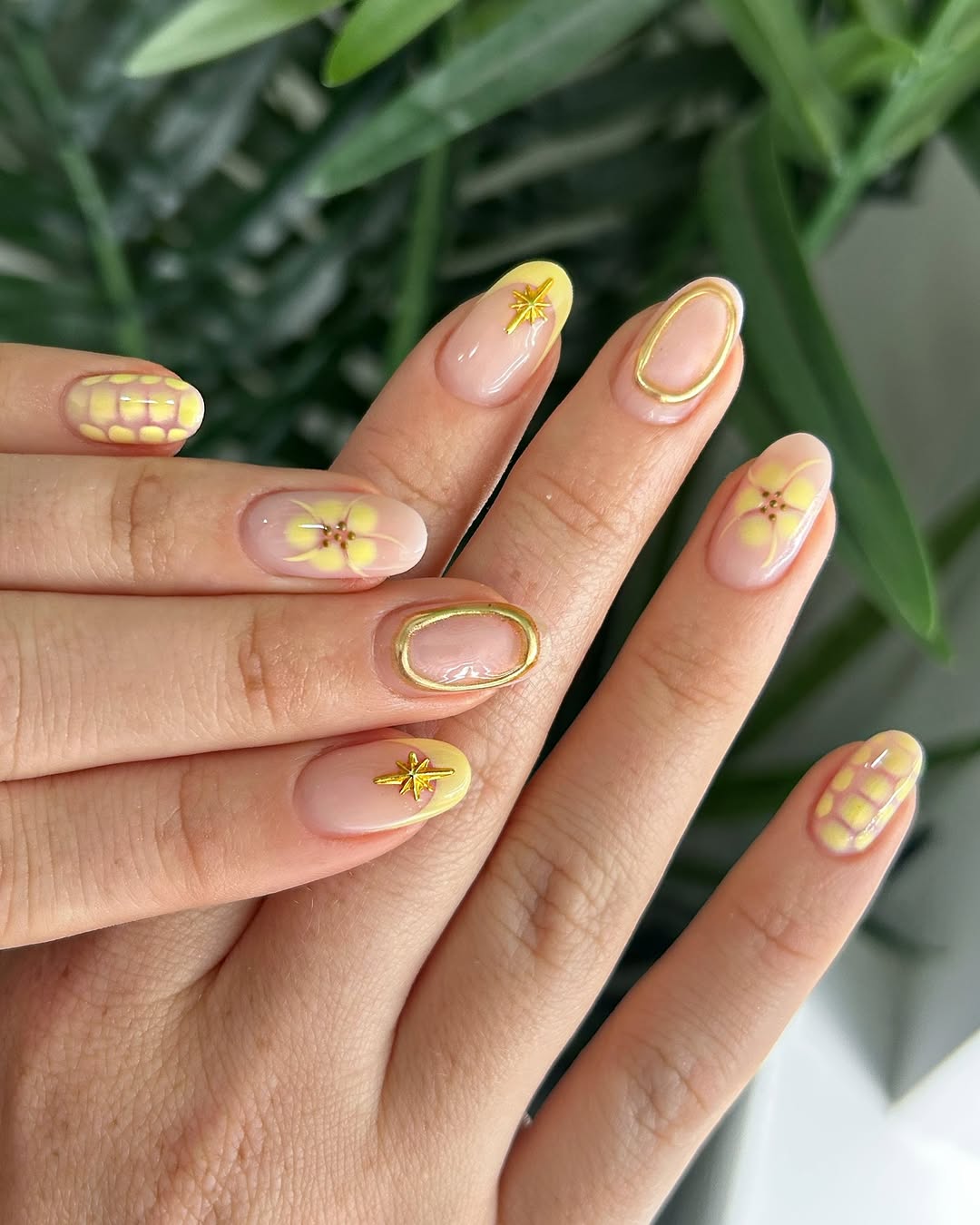 Bright and playful yellow nail art design