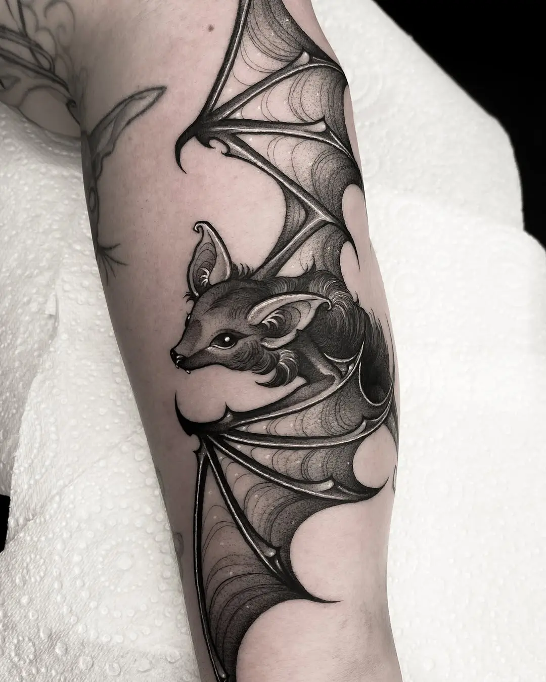 Stylish bat tattoo showcasing elegant details