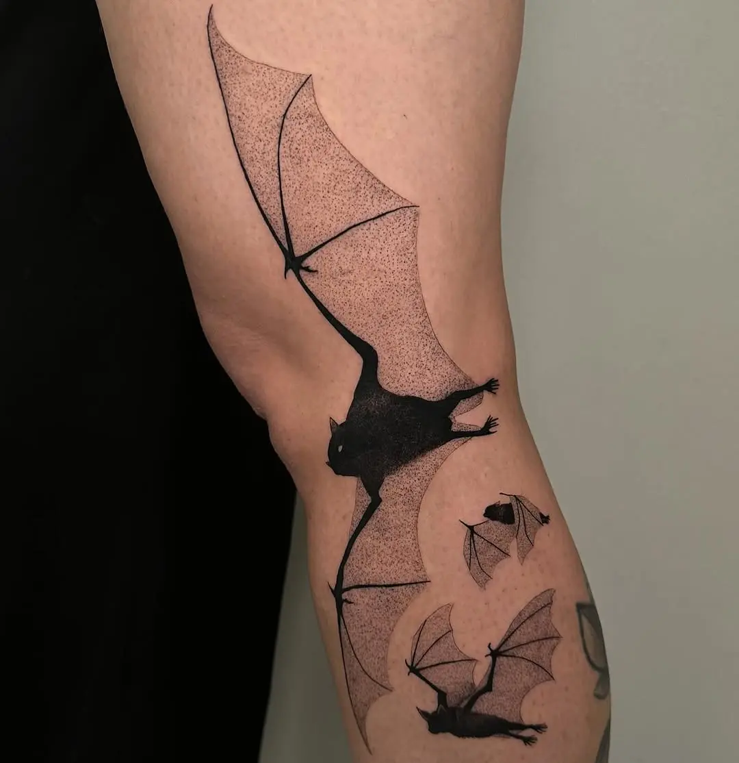 Stunning Black Bat Tattoo Design on Arm
