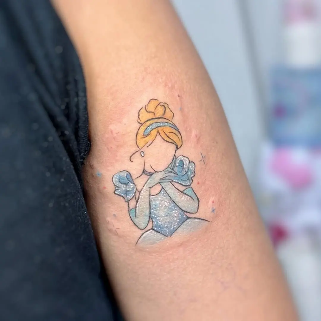 Charming Cinderella Tattoo with Sparkling Accents