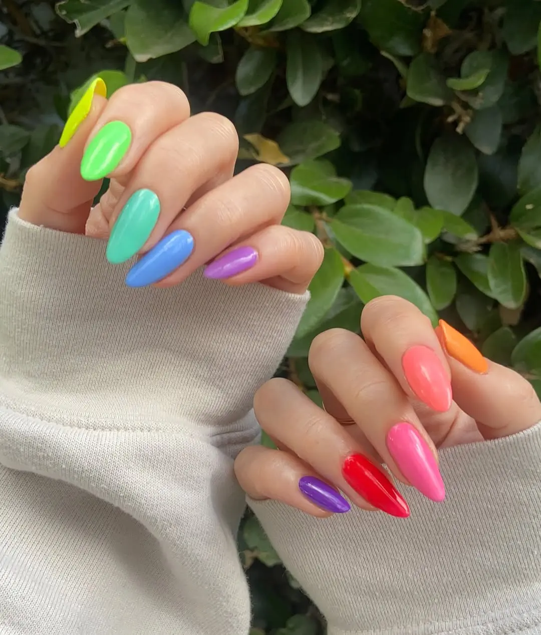 Vibrant rainbow nails for a cheerful vibe