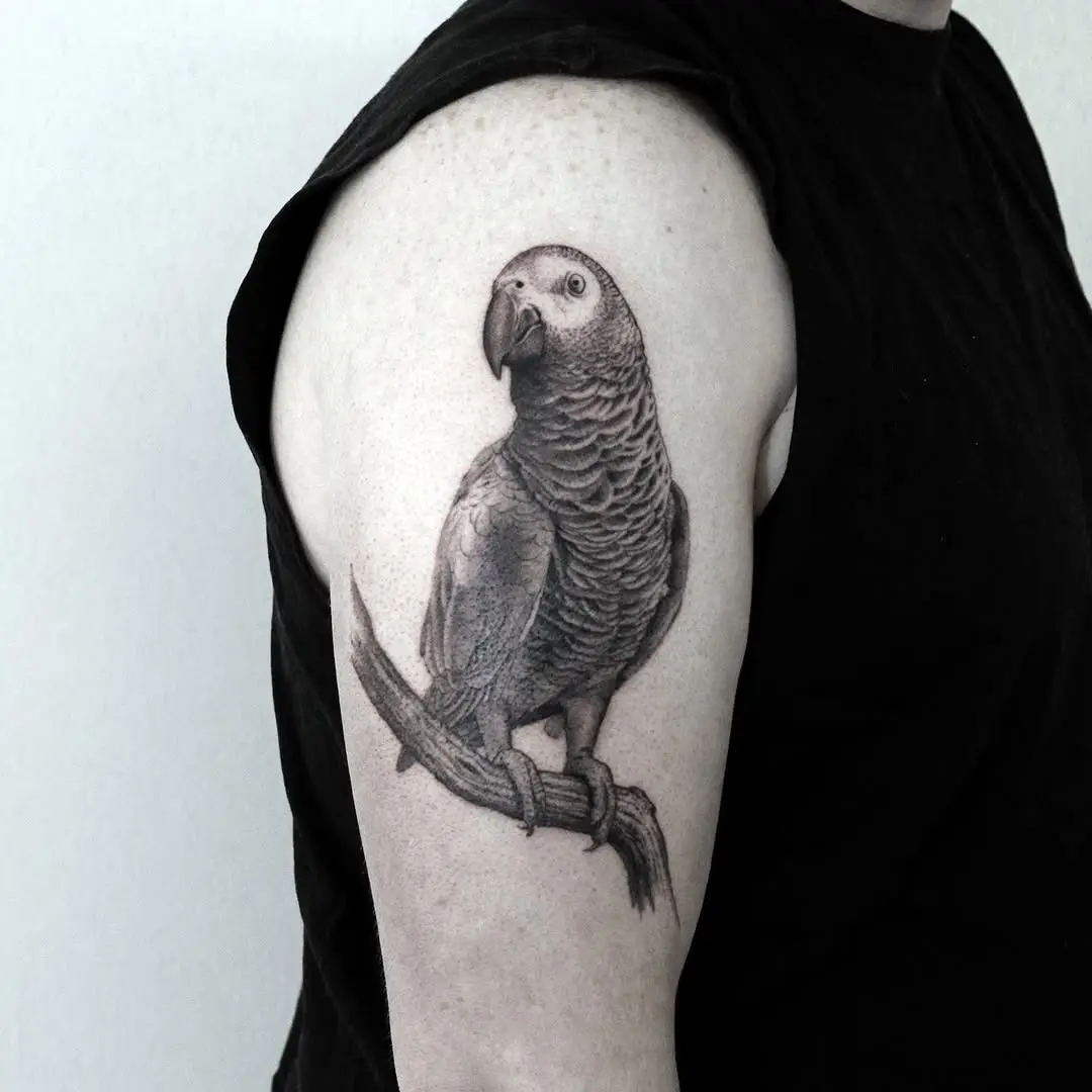 Stunning parrot tattoo with intricate detail