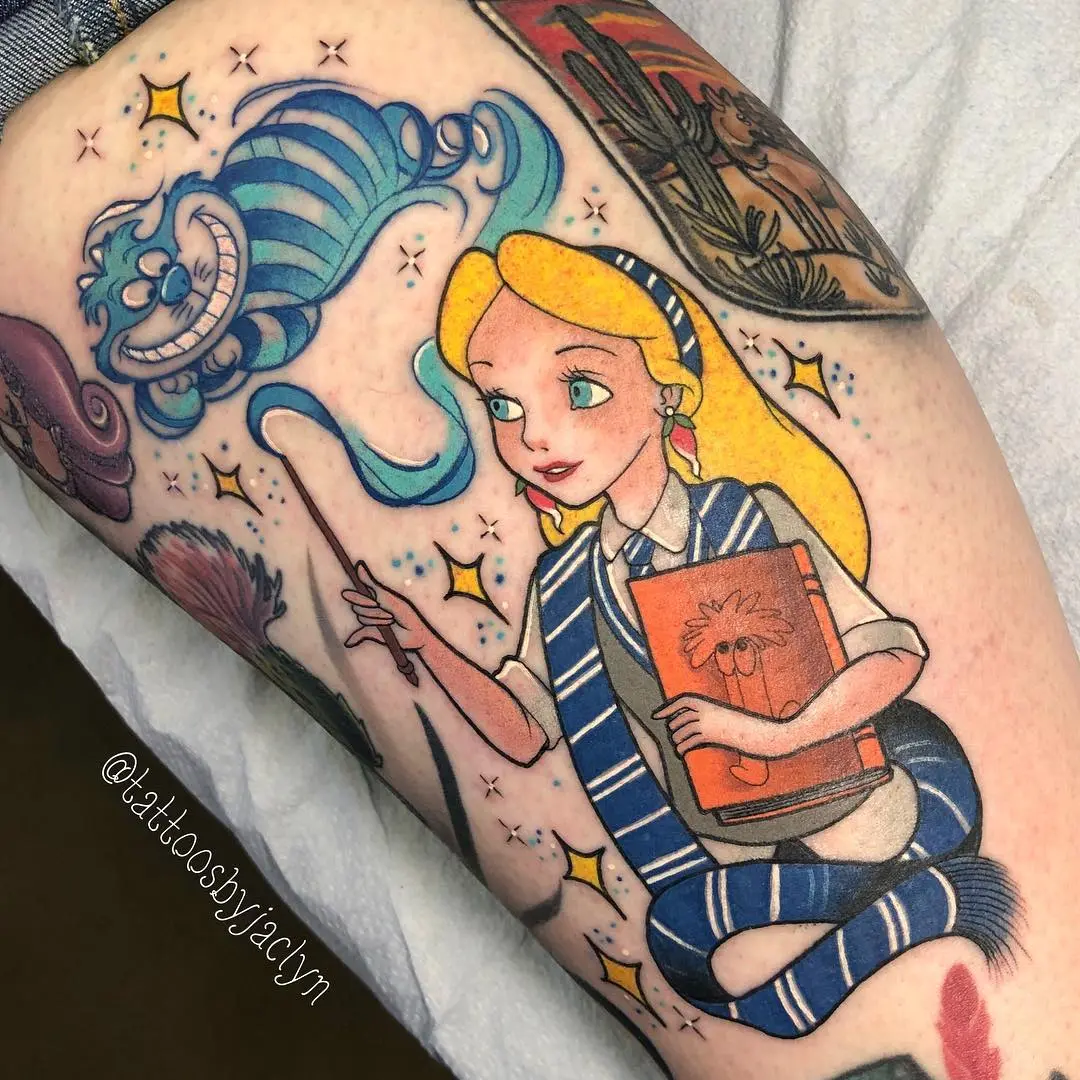 Alice in Wonderland Tattoo with Bright Colors