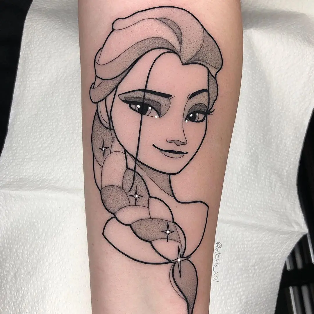 Stunning minimalist Disney princess tattoo design