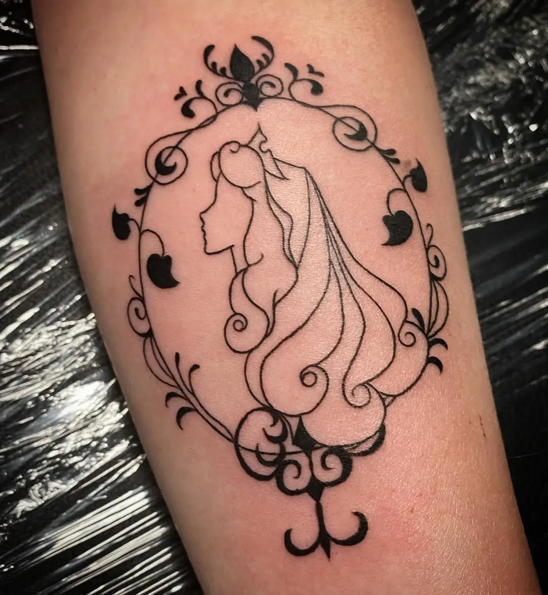 Elegant Disney princess silhouette tattoo design
