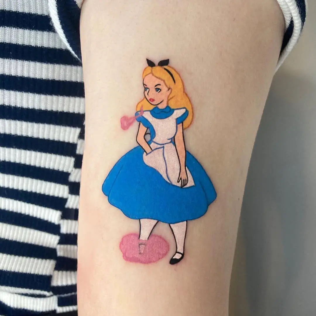 Charming Alice from Wonderland Tattoo Design