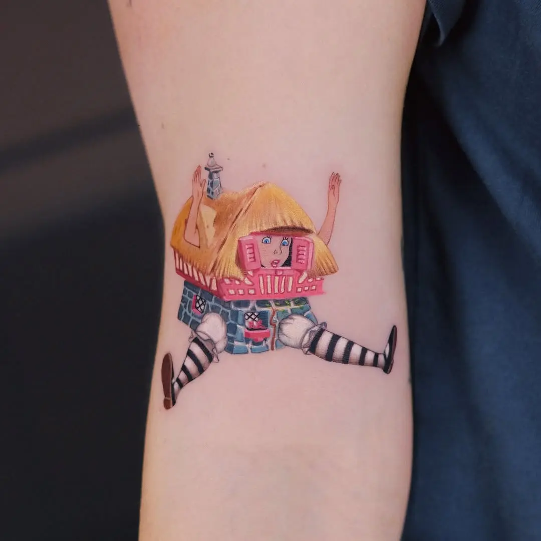 Whimsical and playful Disney princess tattoo design