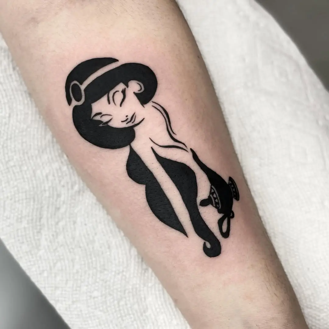 Minimalist princess tattoo with elegant lines