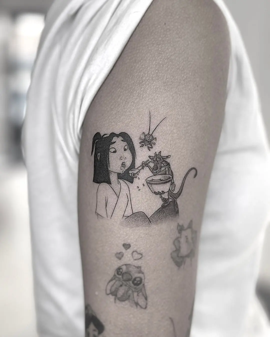 Mulan with Cat: Whimsical Disney Ink
