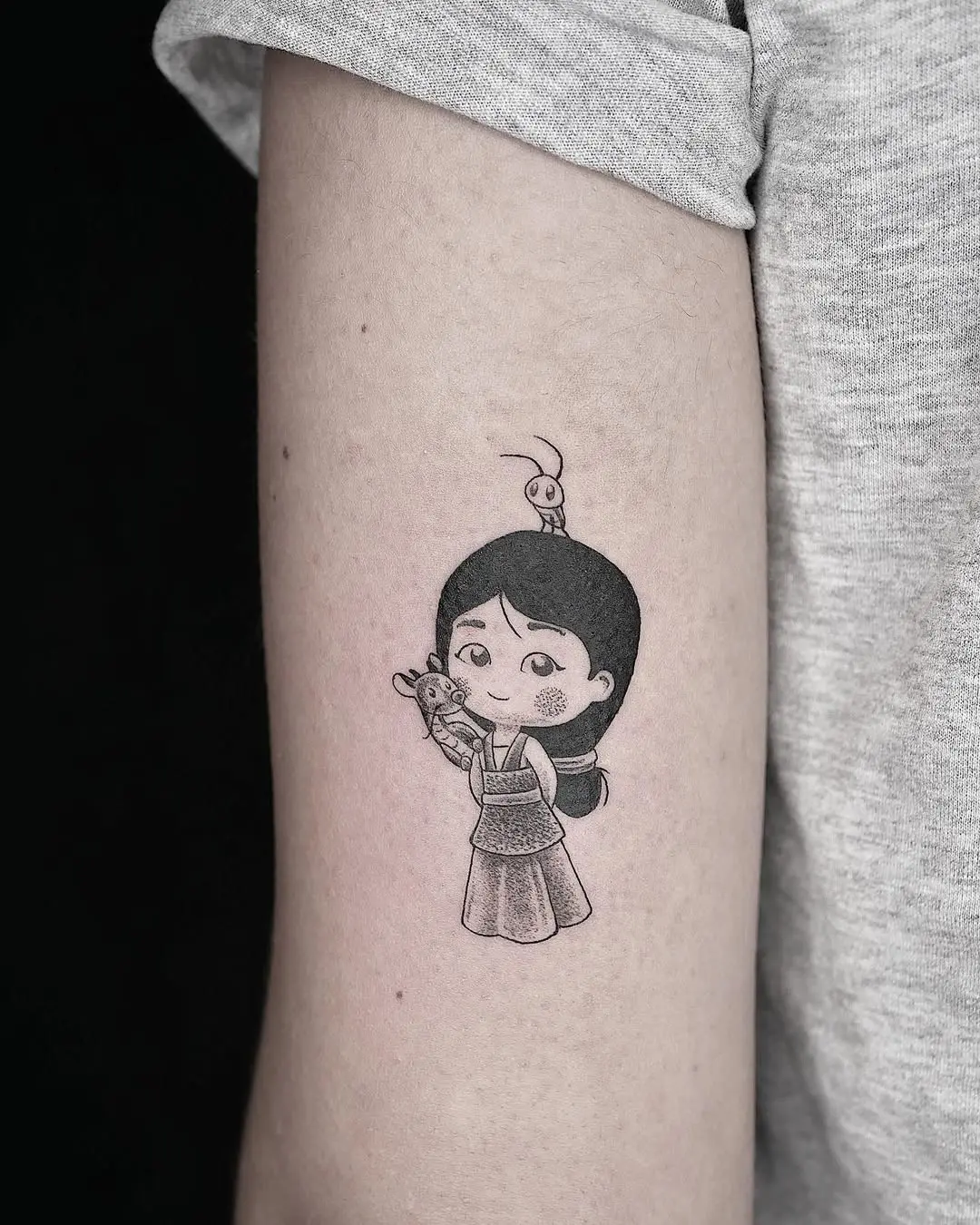 Adorable Mulan Tattoo with Her Companions