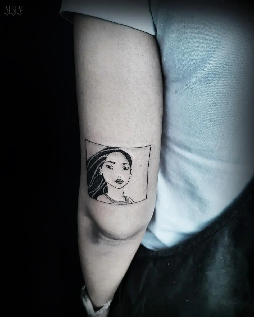 Minimalist Pocahontas Tattoo on the Forearm