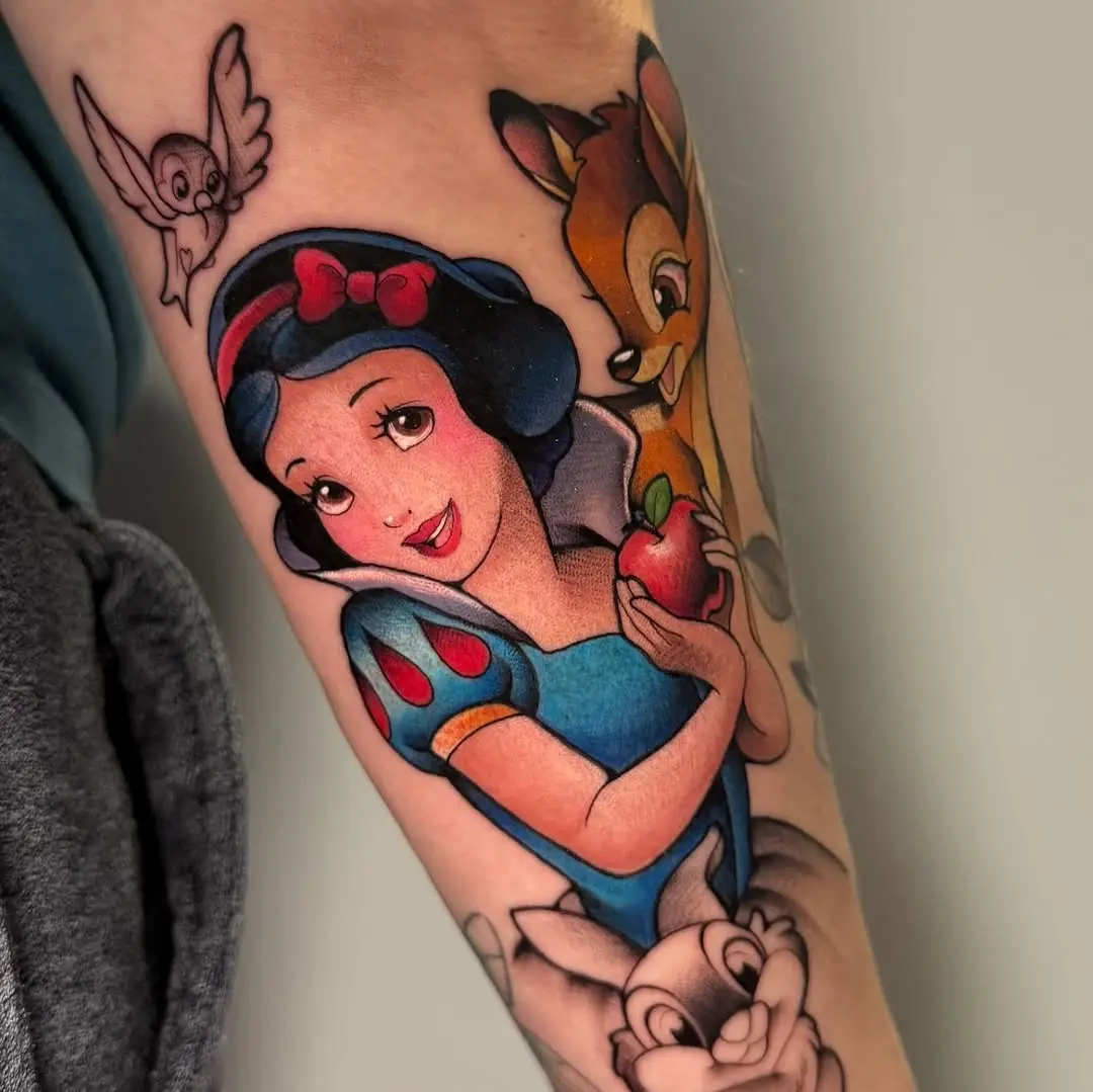 Charming Snow White Tattoo with Iconic Elements