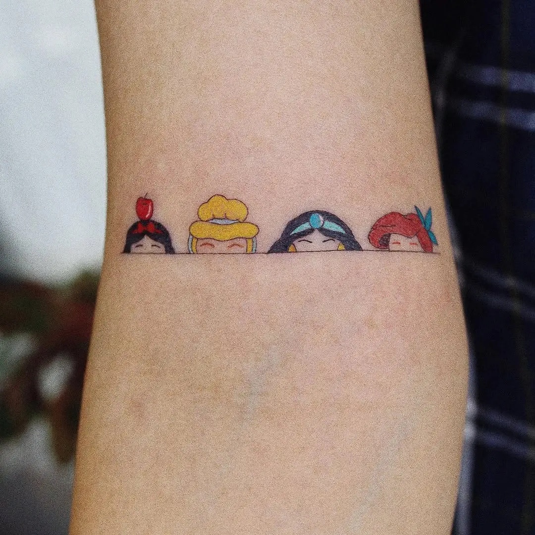 Charming minimalist Disney princess tattoo design