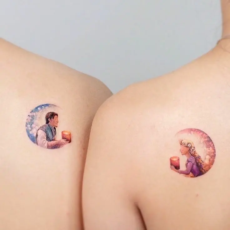 Magical Tangled-Inspired Couple Tattoos