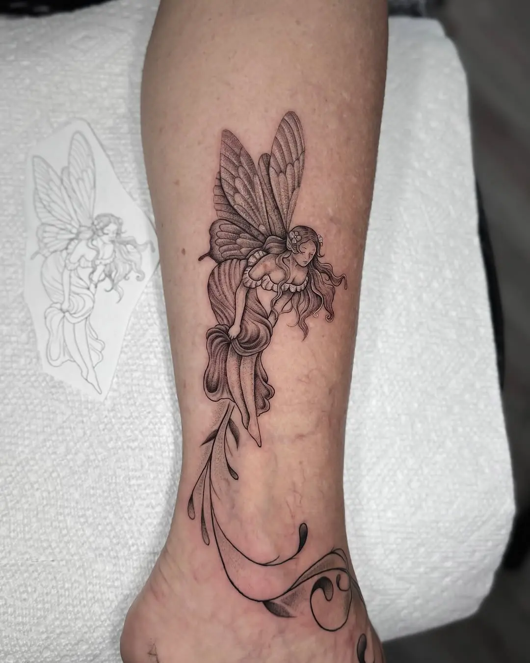 Delicate Fairy Tattoo with Elegant Details