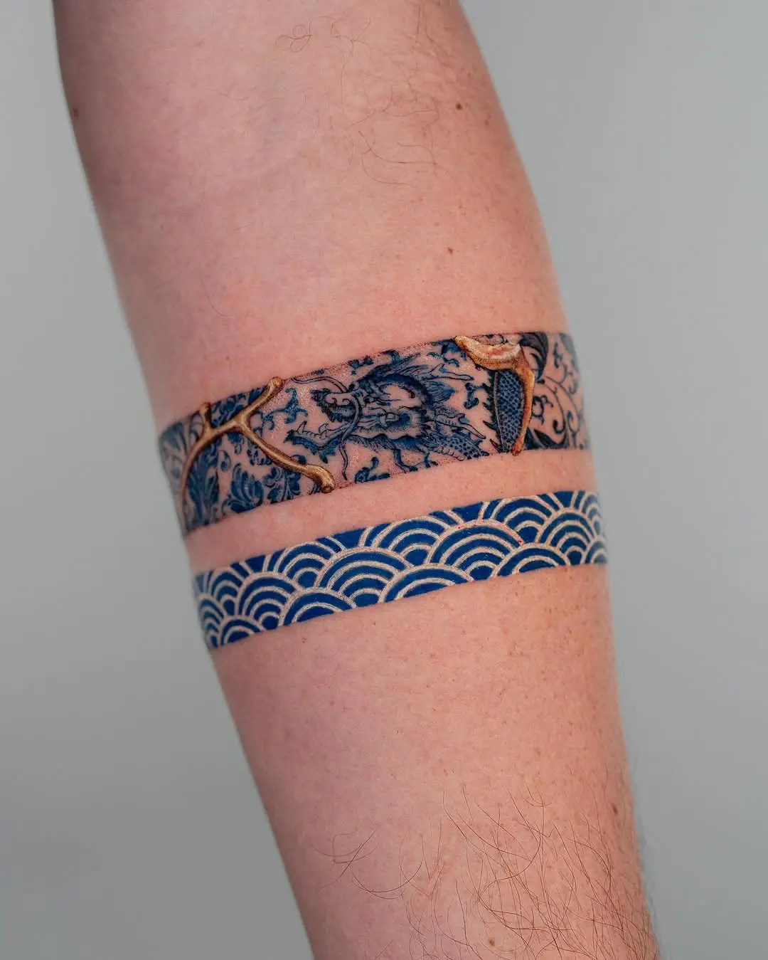 A Blend of Nature and Waves in Kintsugi Tattoos
