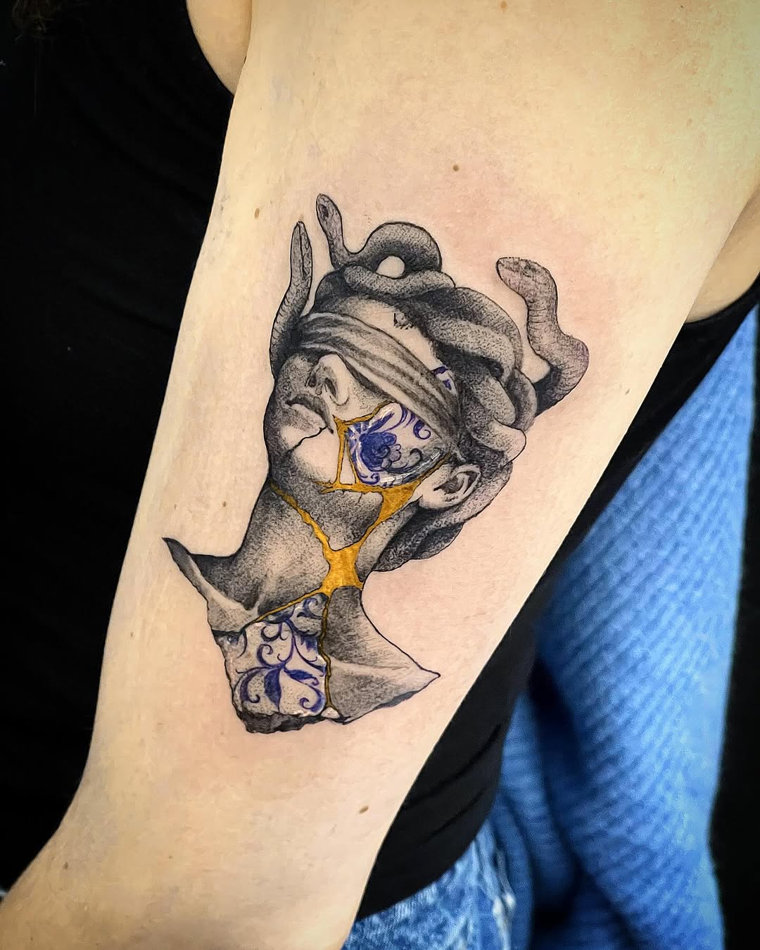 Stunning Medusa Kintsugi Tattoo Design