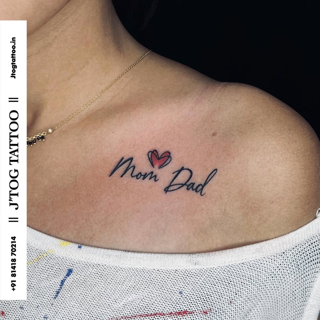 Simple and heartfelt mom dad tattoo design