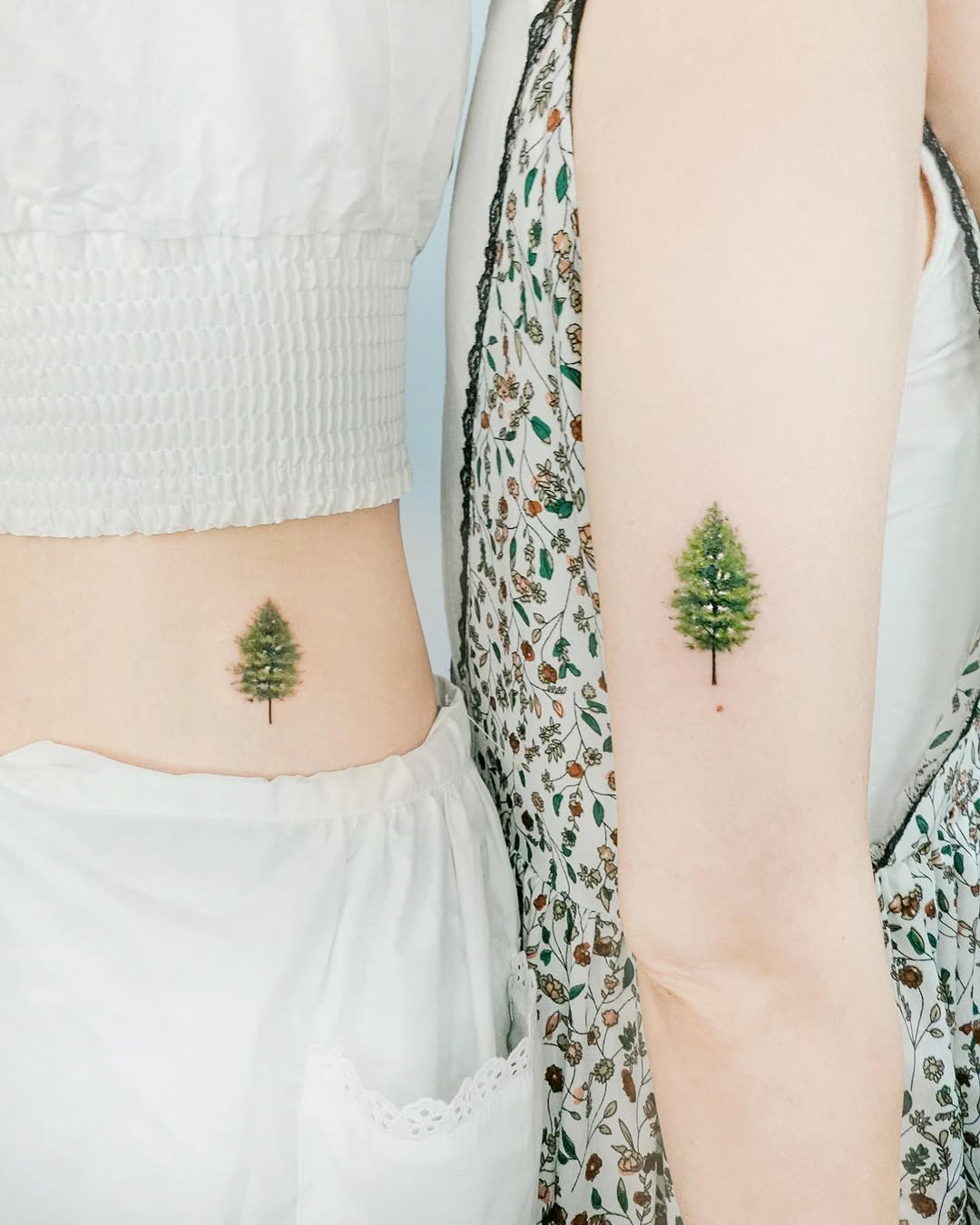 Symbolic tree tattoos for mother and daughter