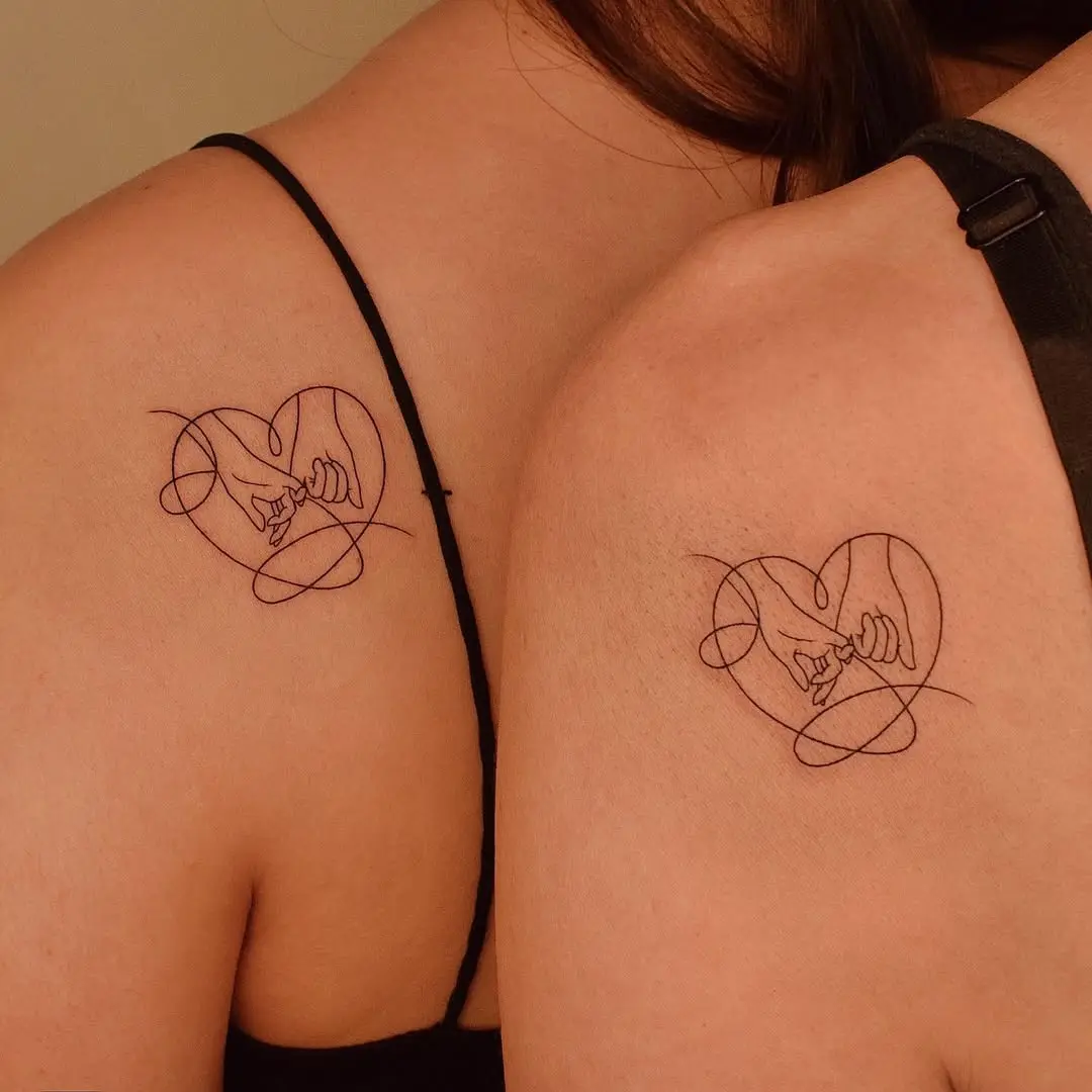 Stylish duo heart tattoos for mothers and daughters