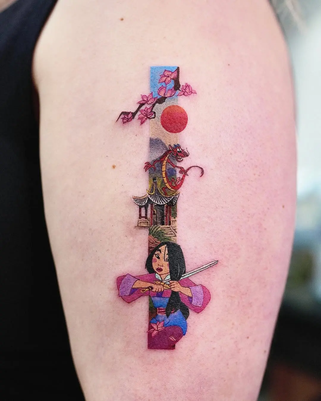 Stunning Mulan Tattoo with Japanese Influence
