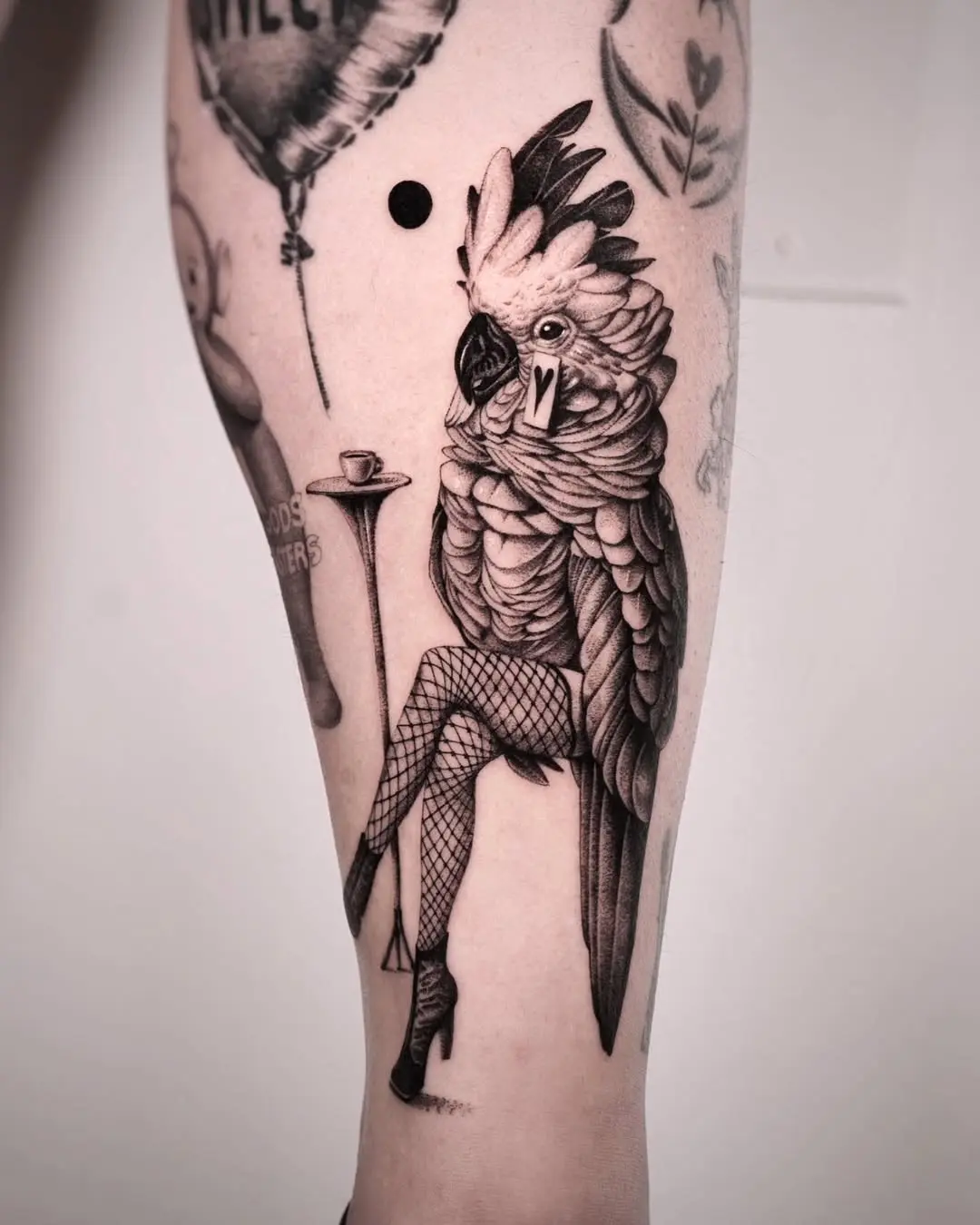 A Unique Parrot Tattoo with Personality